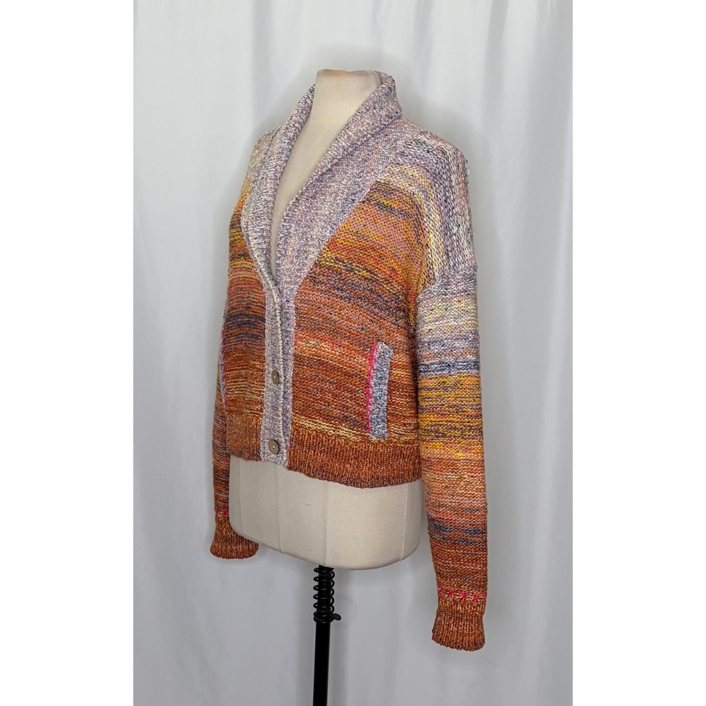Anthropologie PILCRO Flower Cardigan Sweater Embroidered Knitwear Pockets Large - Picture 8 of 16